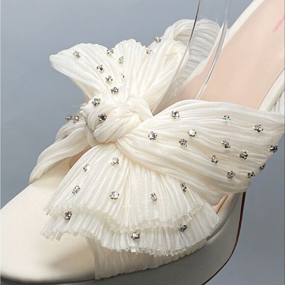 Loeffler Randall Natalia Crystal-Embellished Bow Platform Sandals size 10.5 - Picture 7 of 13